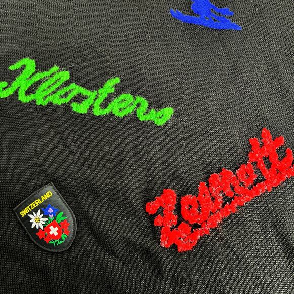 Vintage 90s Carole Little Sport Ski Sweater Women XL Black Wool Blend St Moritz - Picture 4 of 9